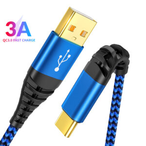 Gold plated USB C Cable QC3.0 [2-Pack 1M-2M] Type C Charging Cable